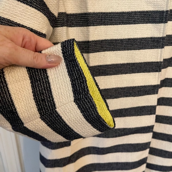 Target Merona Coat Blue and White Stripe With Yellow Liner - Picture 5 of 12